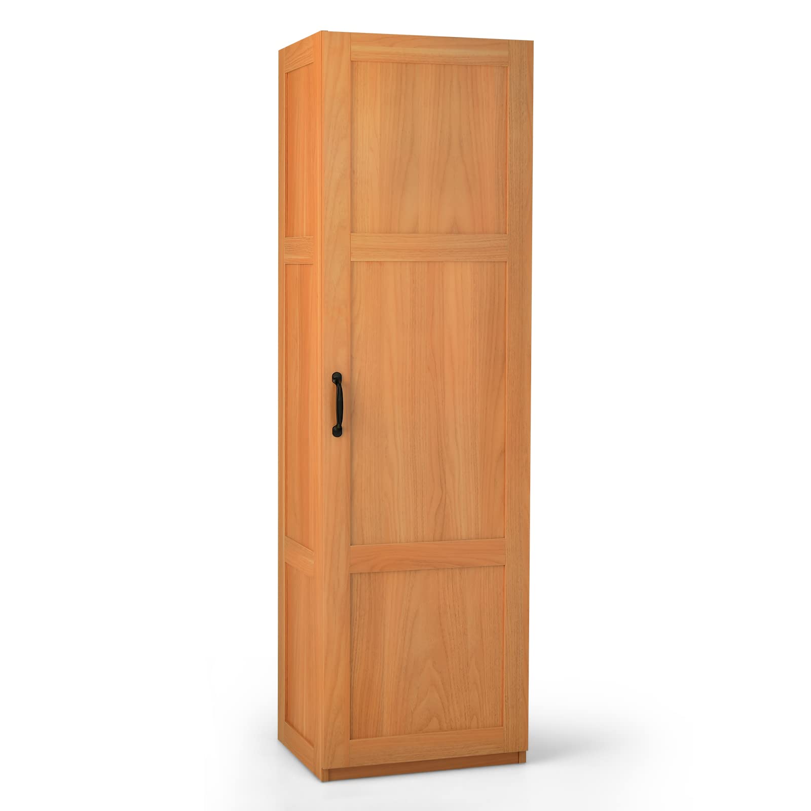 Giantex Kitchen Pantry, Tall Storage Cabinet Single Door, 4-Tier Floor Storage Cabinet for Bathroom (Oak Color)
