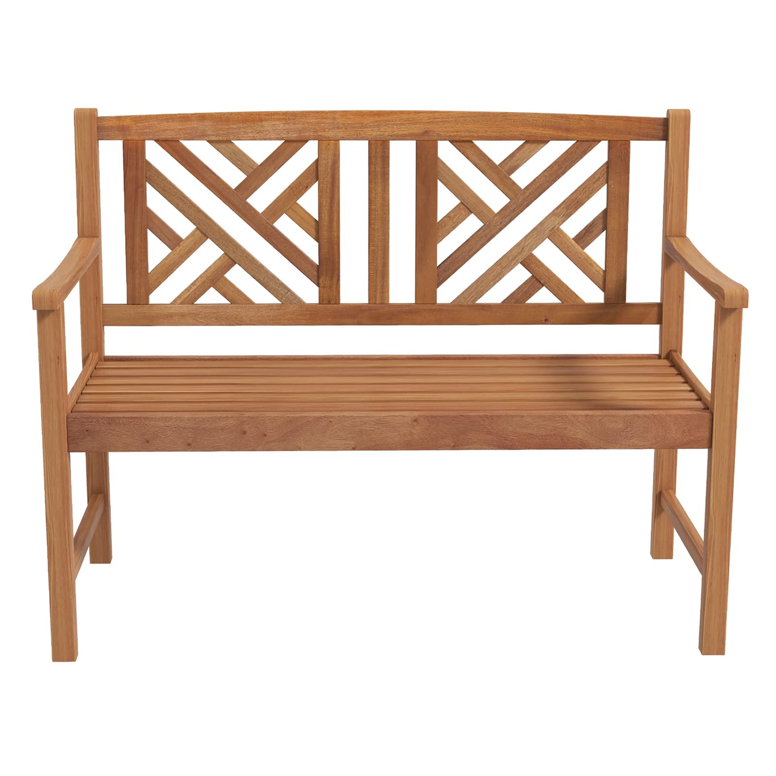 Giantex Outdoor Wooden Garden Bench - 2-Person Acacia Wood Bench, Front Porch Bench (Non-Foldable)