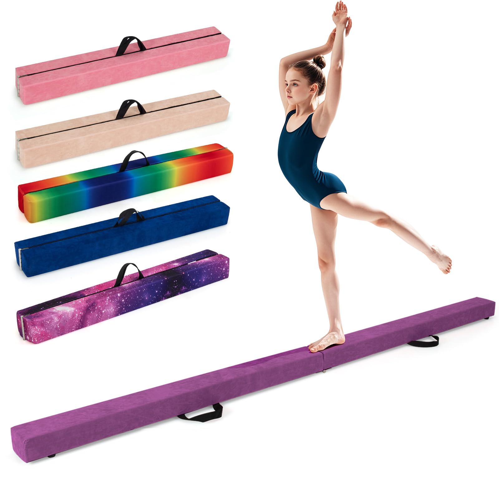 Giantex 8FT Balance Beam, Folding Gymnastics Beam w/Carry Handles