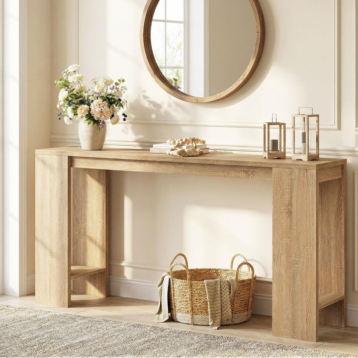 Giantex 71" Farmhouse Console Table | Narrow Long Entryway Table Behind Couch