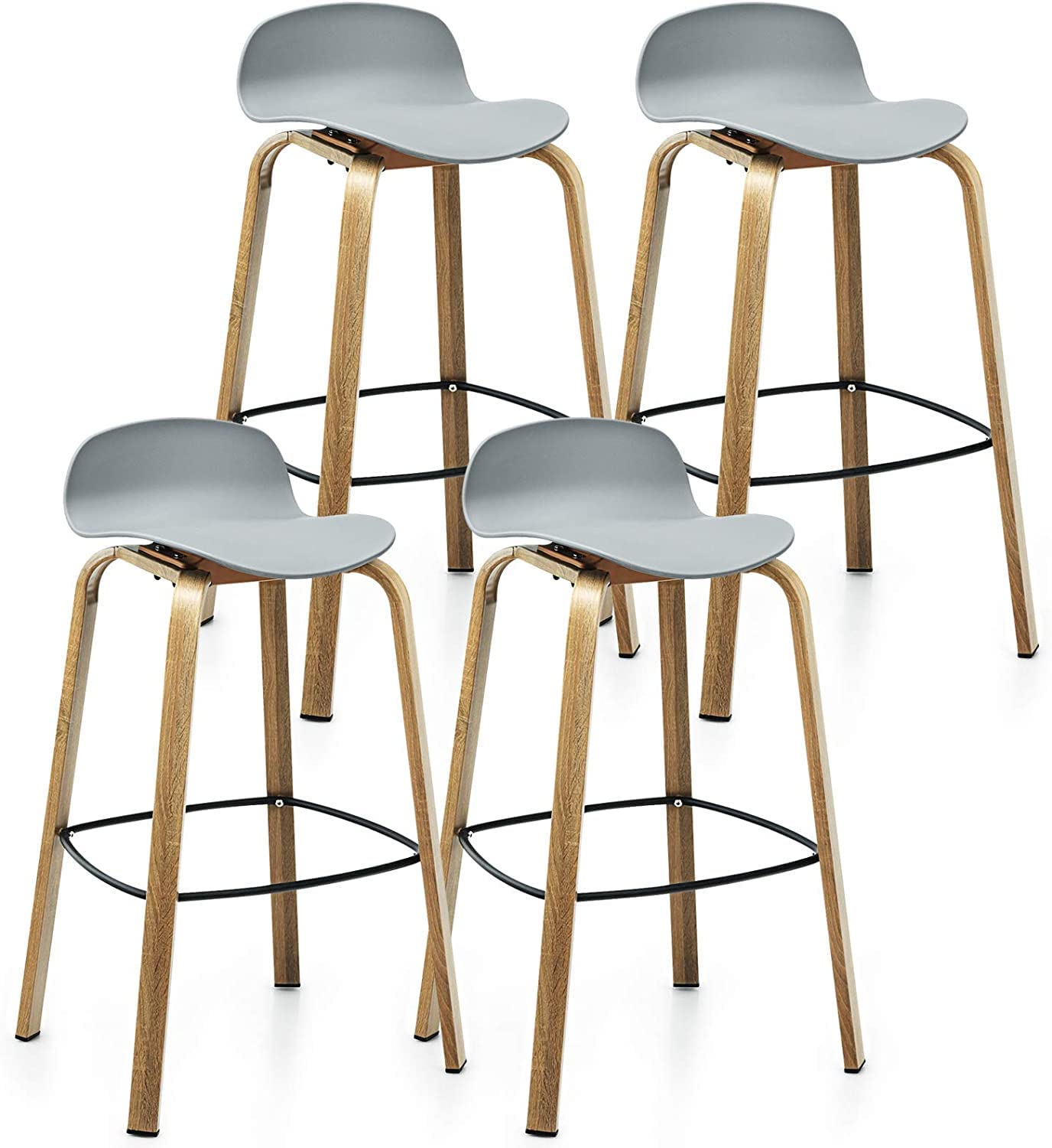 Giantex 30-Inch Modern Minimalist Bar Chairs with Footrest, Low Backrest and Metal Legs, Nordic Style High Stools