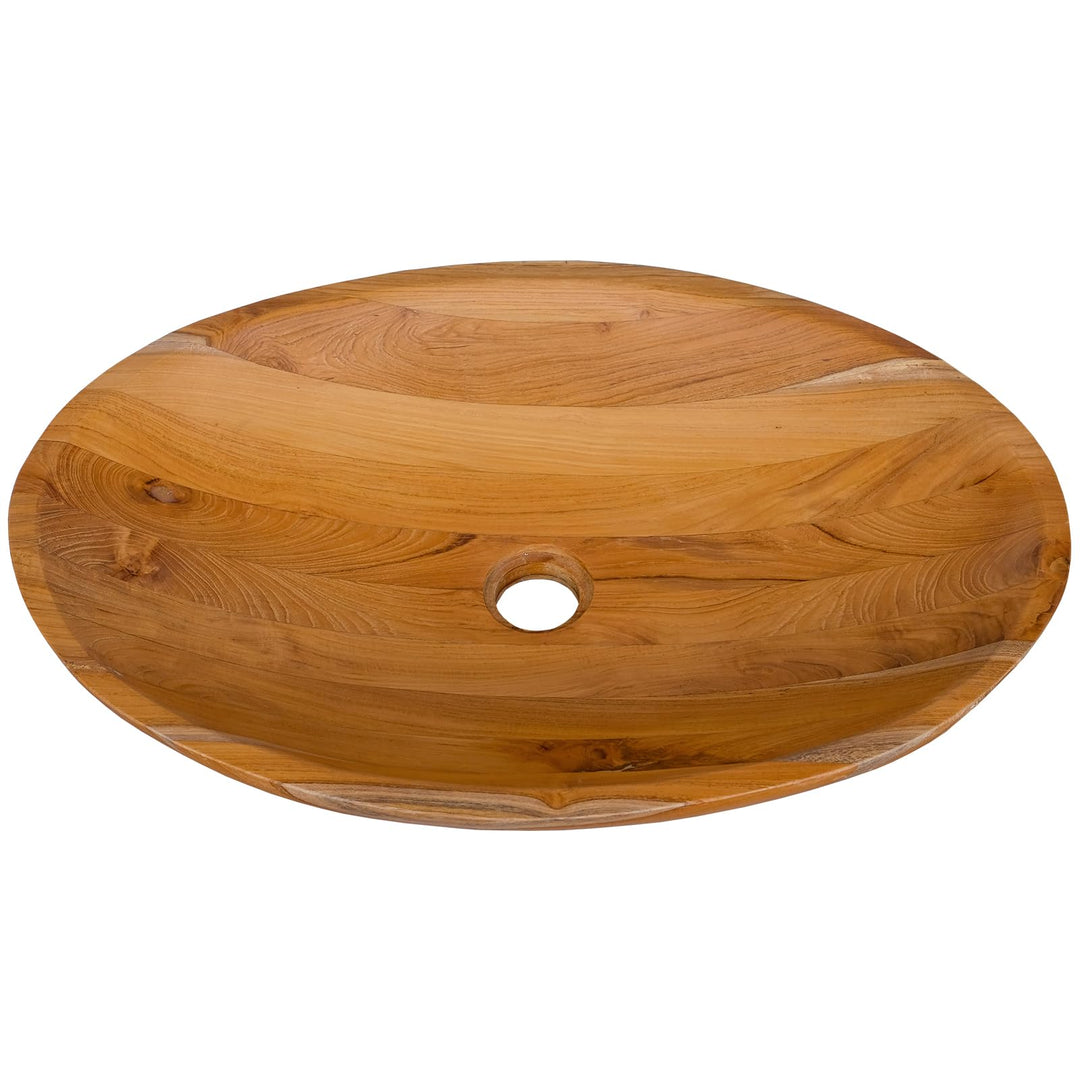 Giantex Teak Wood Vessel Sink - Bathroom Washbasin with Smooth Finish, No Assembly Art Basin (23.5” x 16” x 4.5”)