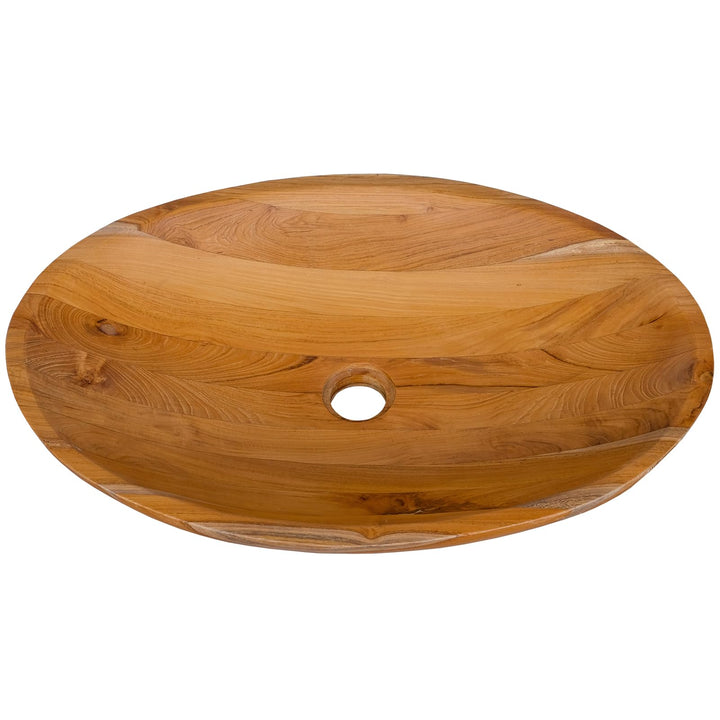 Giantex Teak Wood Vessel Sink - Bathroom Washbasin with Smooth Finish, No Assembly Art Basin (23.5” x 16” x 4.5”)