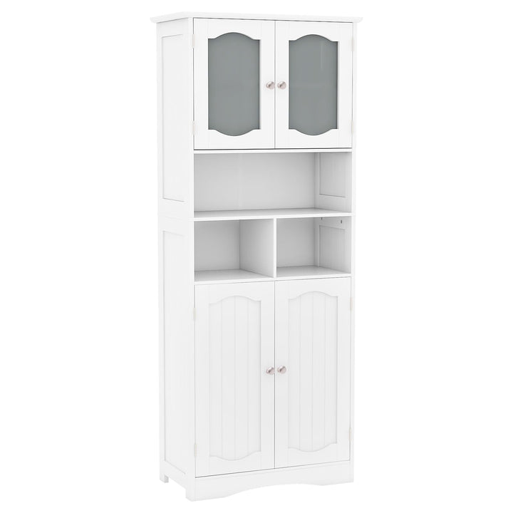 Giantex 58.5" Tall Storage Cabinet - Pantry Cabinet with Tempered Glass Doors, Adjustable Shelves