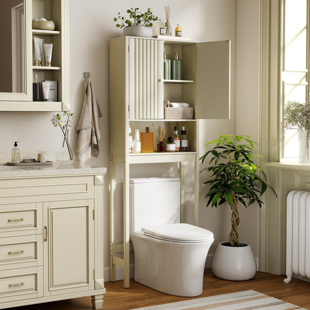 Giantex Over The Toilet Storage Cabinet with Fluted Doors