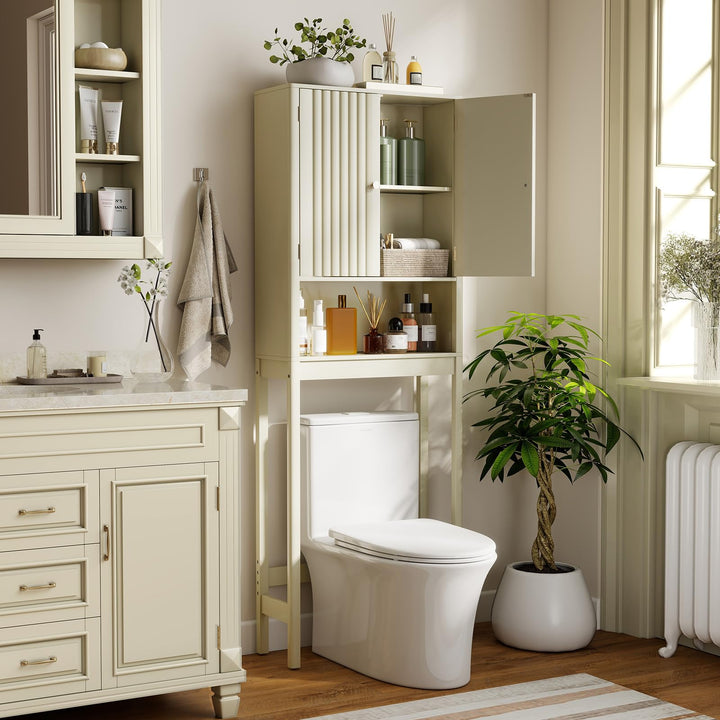 Giantex Over The Toilet Storage Cabinet with Fluted Doors