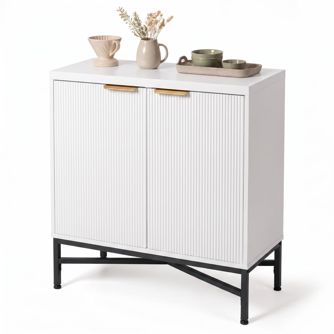 GIANTEX Fluted Storage Cabinet with 2 Doors and Adjustable Shelf