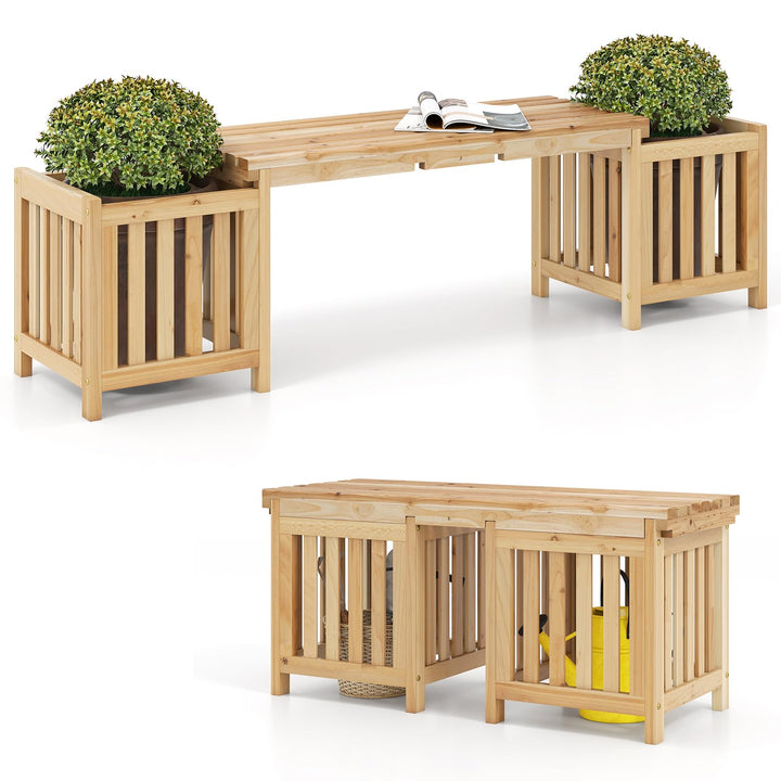 Giantex 2-in-1 Outdoor Bench with 2 Raised Garden Beds