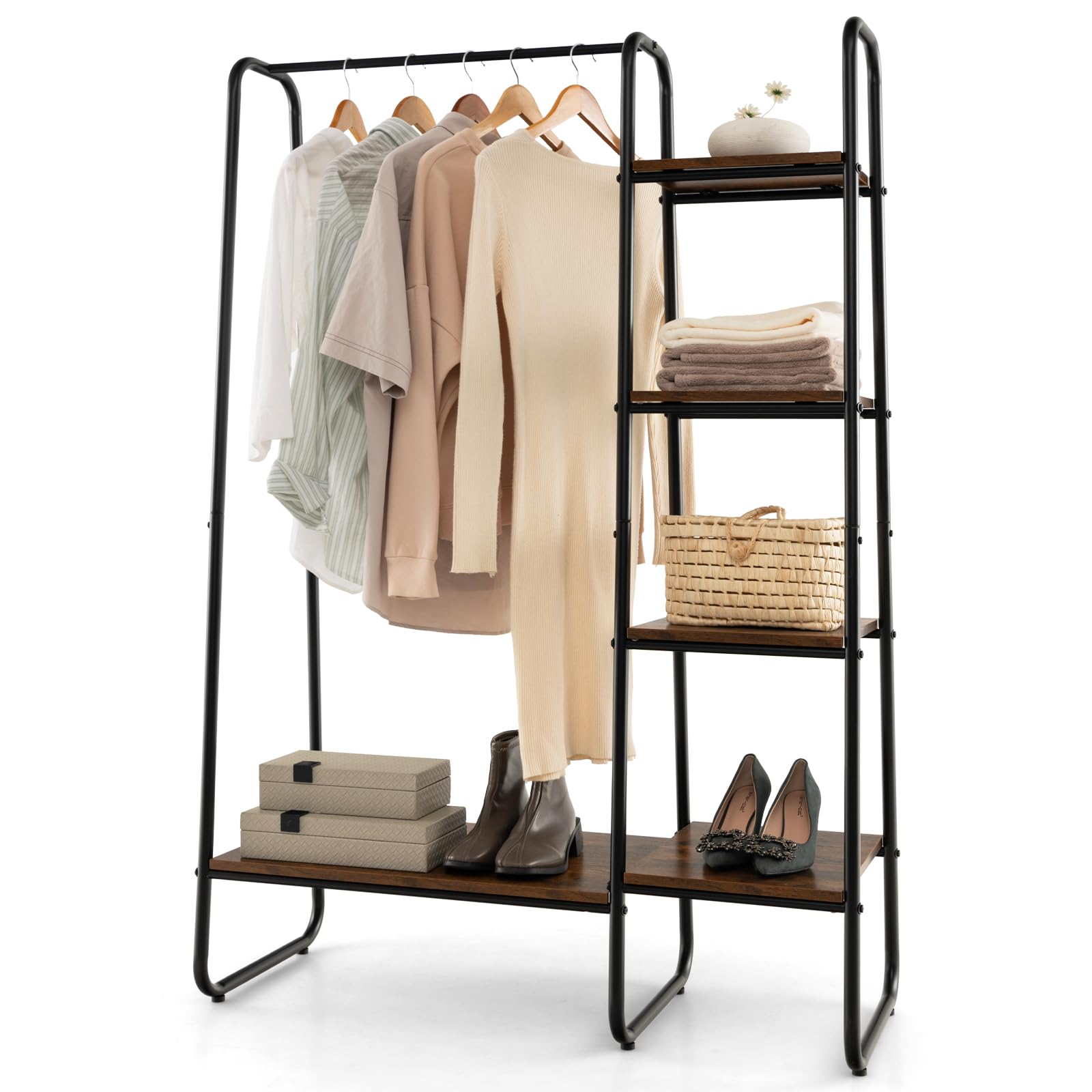 Giantex Clothes Rack with Shelves, Industrial Garment Rack with 5-Tier Shelves