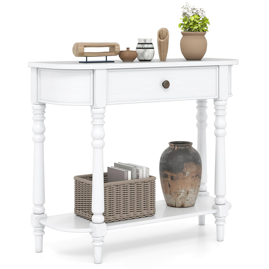 Giantex 36" Wooden Entryway Table with Storage Drawer & Open Shelf