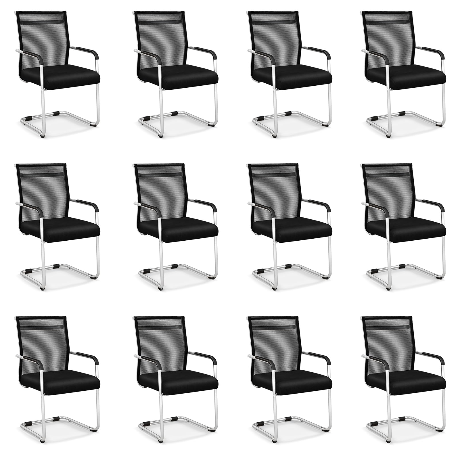 Giantex Waiting Room Chairs, Office Guest Chairs, Lobby Chairs with Metal Sled Base & Armrests