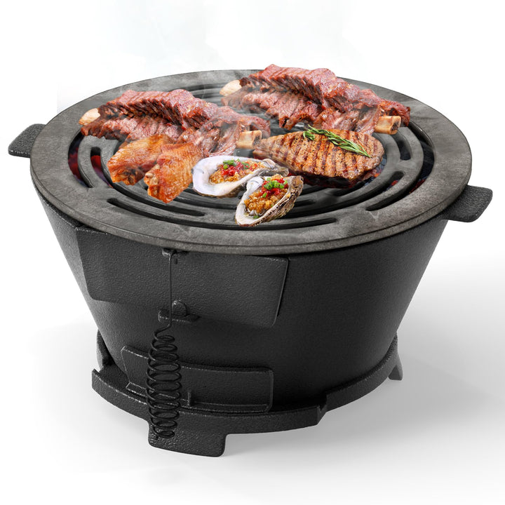 Giantex Cast Iron Hibachi Grill Portable Japanese BBQ Charcoal Grill with Double-Sided Grate