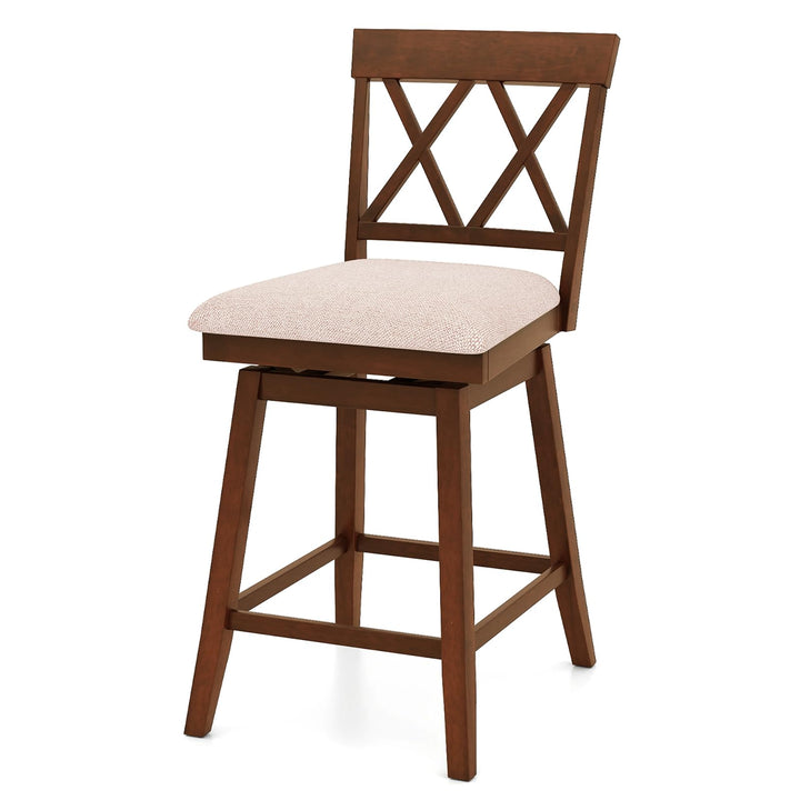 Giantex Counter Height Bar Stool with Crossed Backs and Rubber Wood Legs