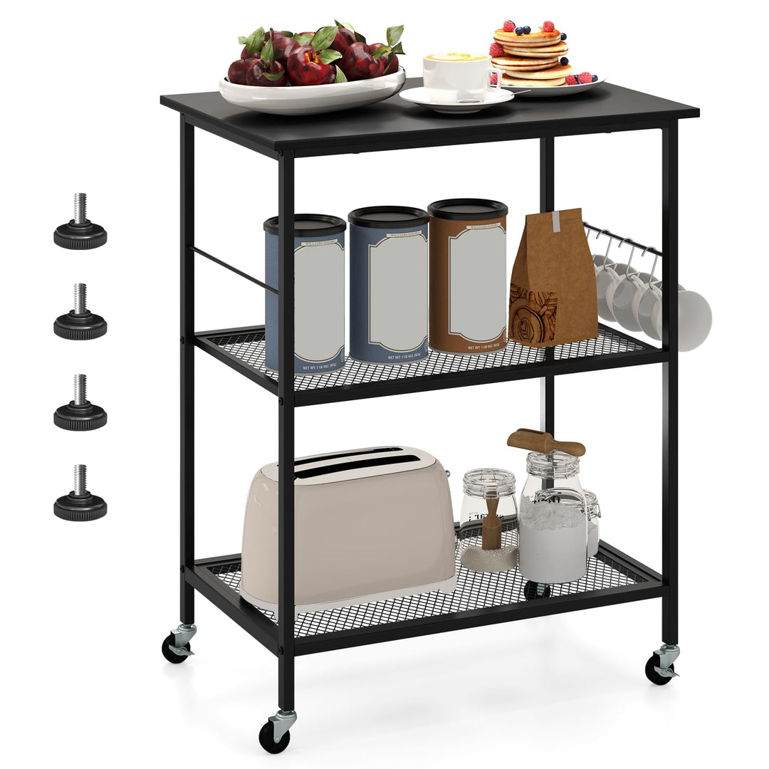Giantex 3 Tier Kitchen Bake's Rack, Rolling Microwave Cart, Industrial Bar Service Cart