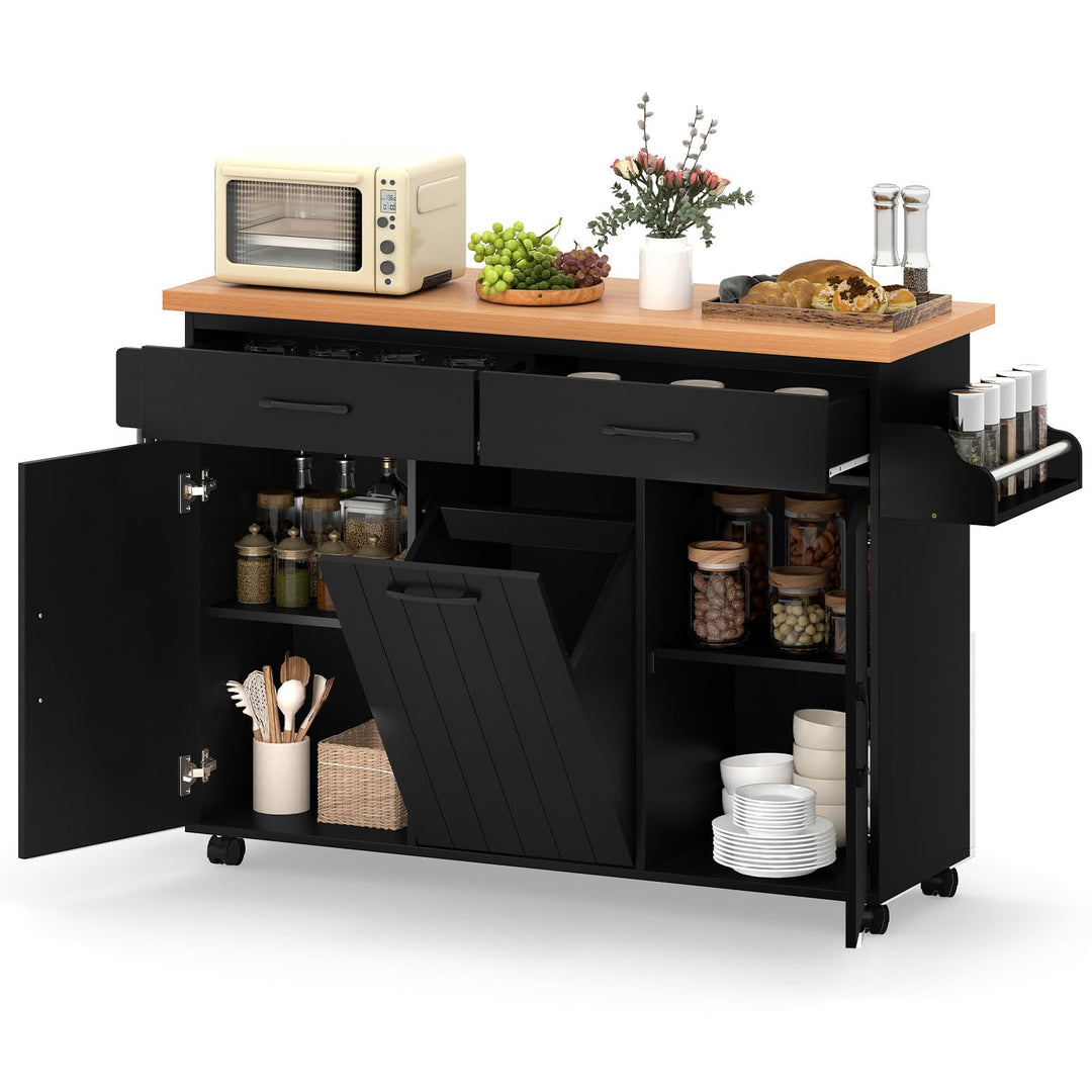 Giantex Kitchen Island w/Trash Bag Storage