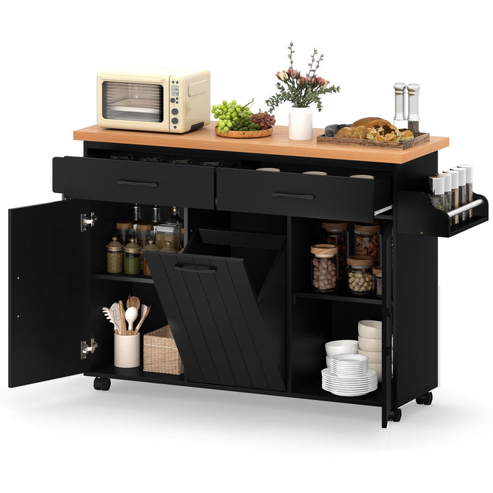 Giantex Kitchen Island w/Trash Bag Storage