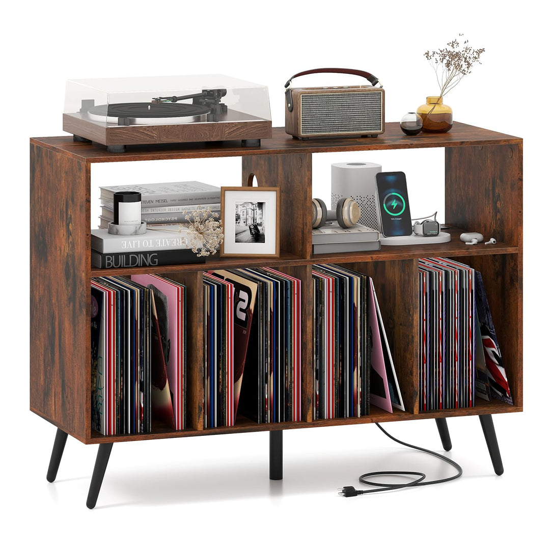 Giantex Large Record Player Stand with Charging Station