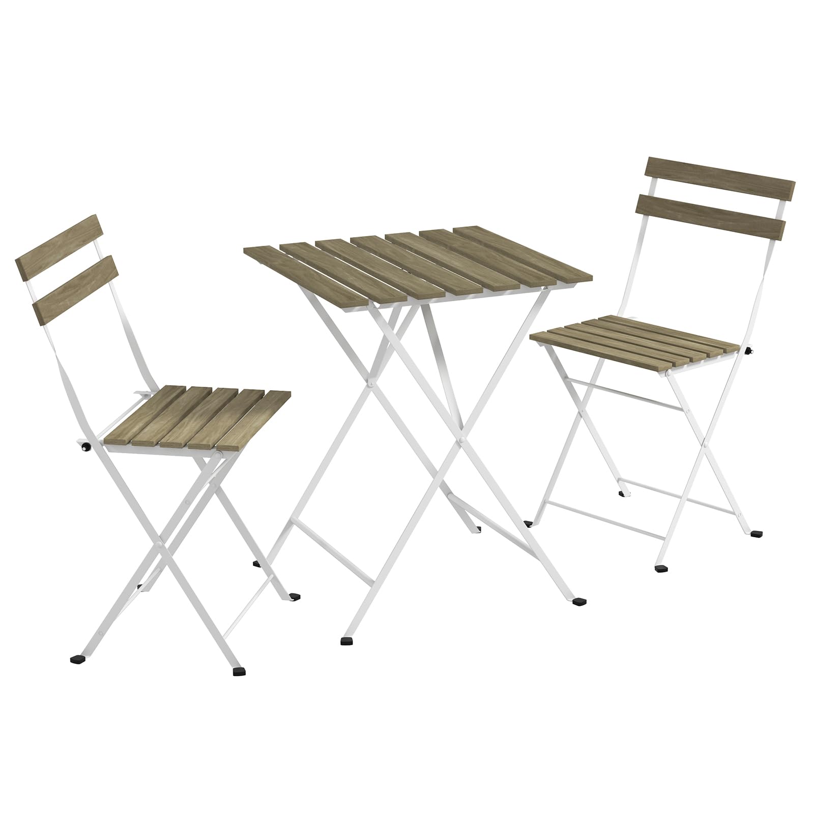Giantex 3-Piece Acacia Wood Bistro Set with 2 Folding Chairs, Slatted Seat & Tabletop