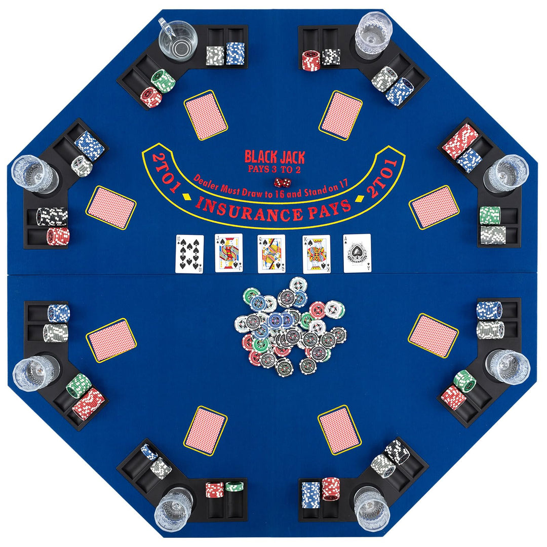 Giantex 48" Poker Table Top - 8 Player Foldable Texas Holdem Poker Table Topper w/Carrying Bag