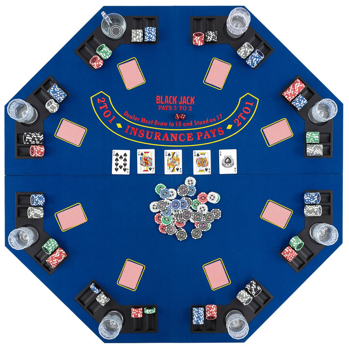 Giantex 48" Poker Table Top - 8 Player Foldable Texas Holdem Poker Table Topper w/Carrying Bag