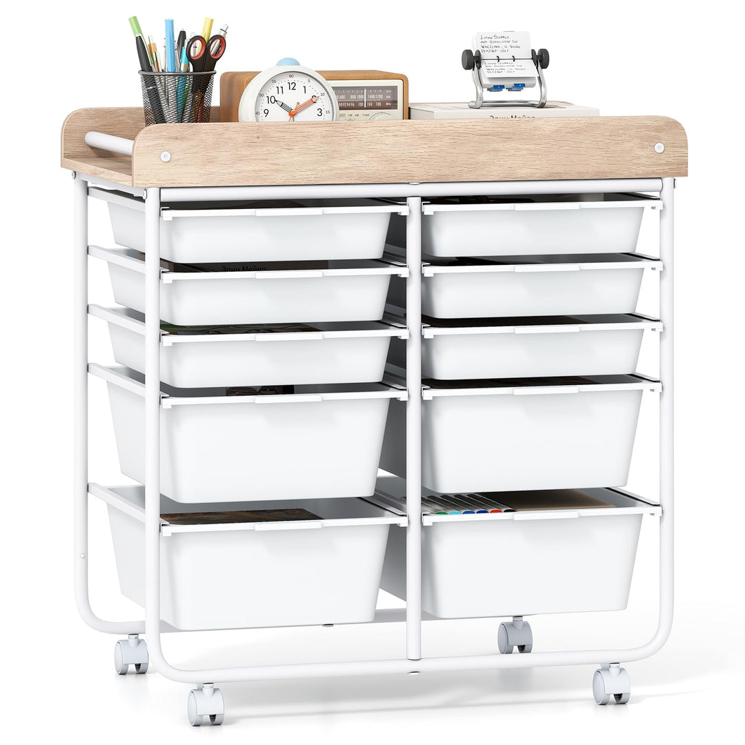 Giantex Rolling Storage Cart with 10 Drawers, Utility Cart