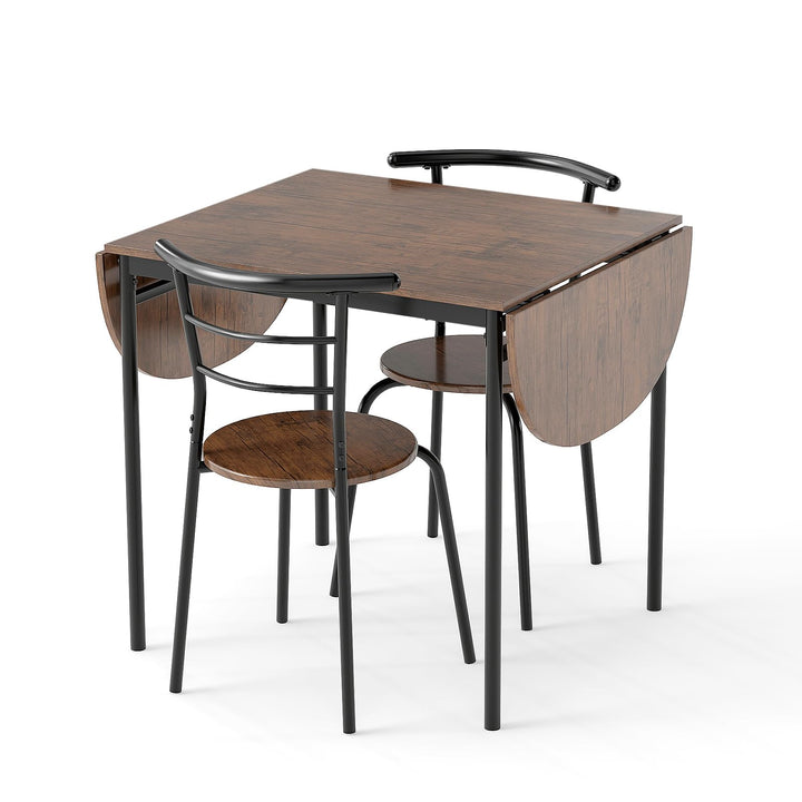 Giantex 3-Piece Dining Table Set for 2 - Kitchen Table Chair Set with 55” Drop Leaf Dinner Table, Dining Chairs