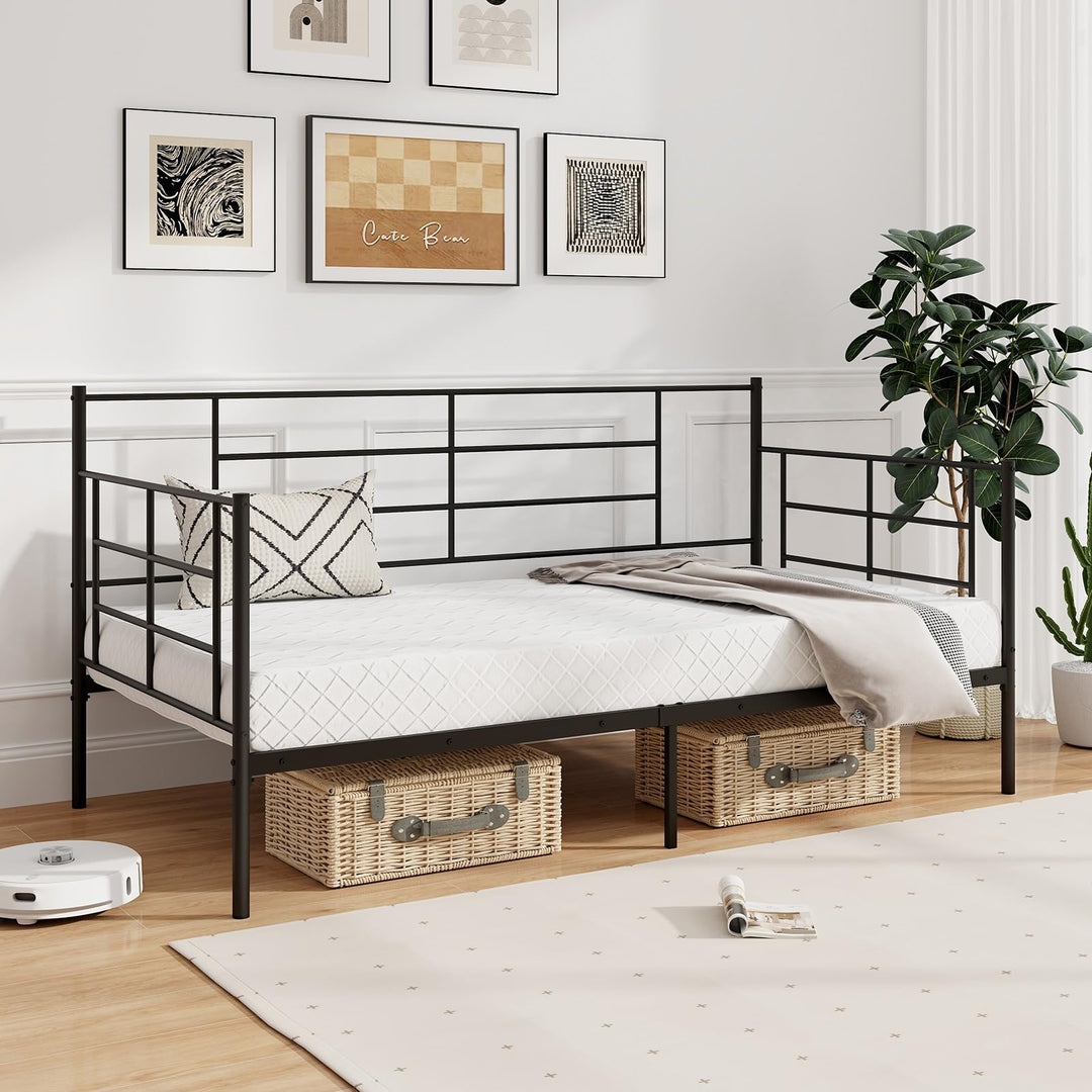 Giantex Metal Twin Daybed, Twin Size Platform Bed with High Headboard & Extra Support Leg