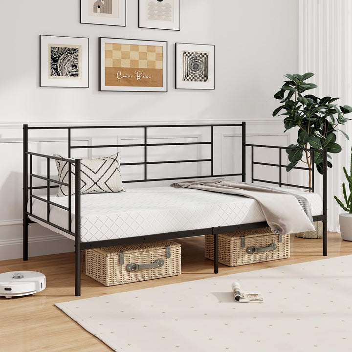 Giantex Metal Twin Daybed, Twin Size Platform Bed with High Headboard & Extra Support Leg