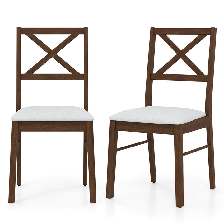 Giantex Wooden Dining Chairs Set of 2/4, Upholstered Kitchen Chairs w/Cross Back & Padded Seat