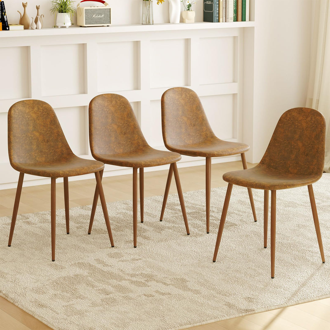 Giantex Upholstered Dining Chairs Set of 4 PU Leather Kitchen Side Chairs w/Padded Seats
