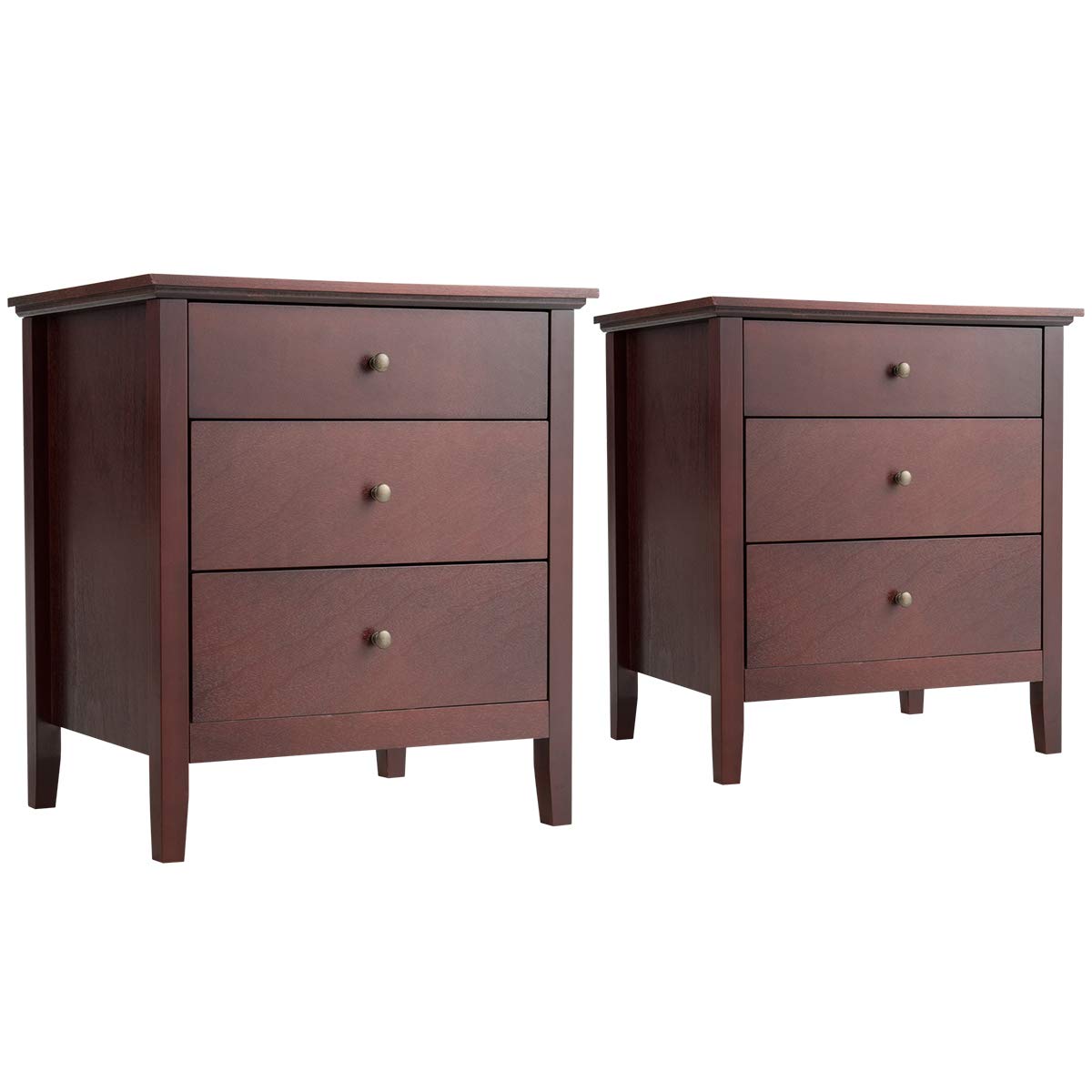 Giantex Nightstand with Drawers Solid Structure Side Table for Storage Bedroom