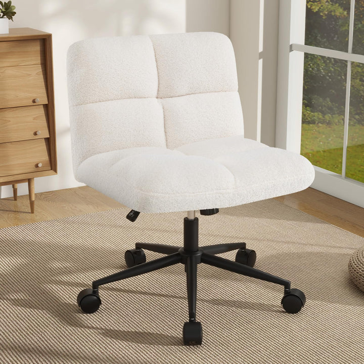 Giantex Criss Cross Chair with Wheels, Faux Fur Cross Legged