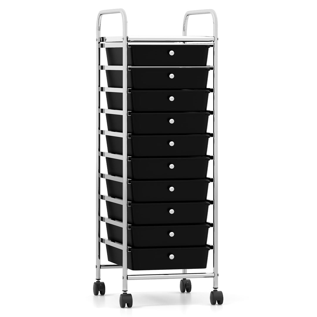 Giantex 10-Drawer Rolling Storage Cart with Metal Frame and Lockable Universal Wheels