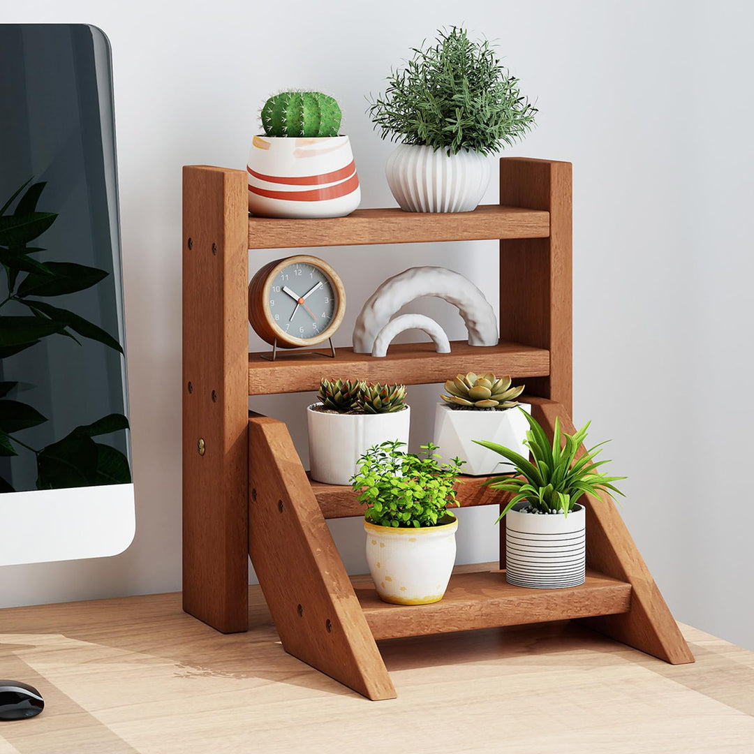 small indoor plant stand Giantex Plant Stand for Desk 4-Tier Small Tabletop Ladder Shelf for Succulents
