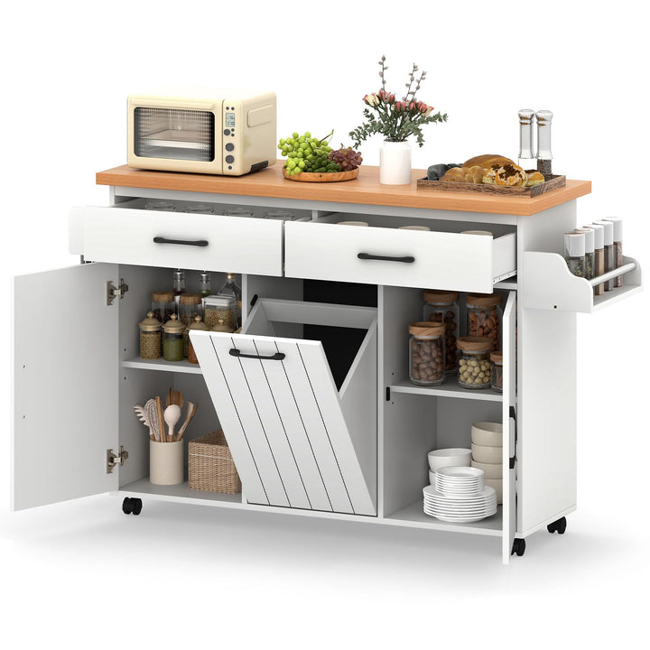 Giantex Kitchen Island w/Trash Bag Storage