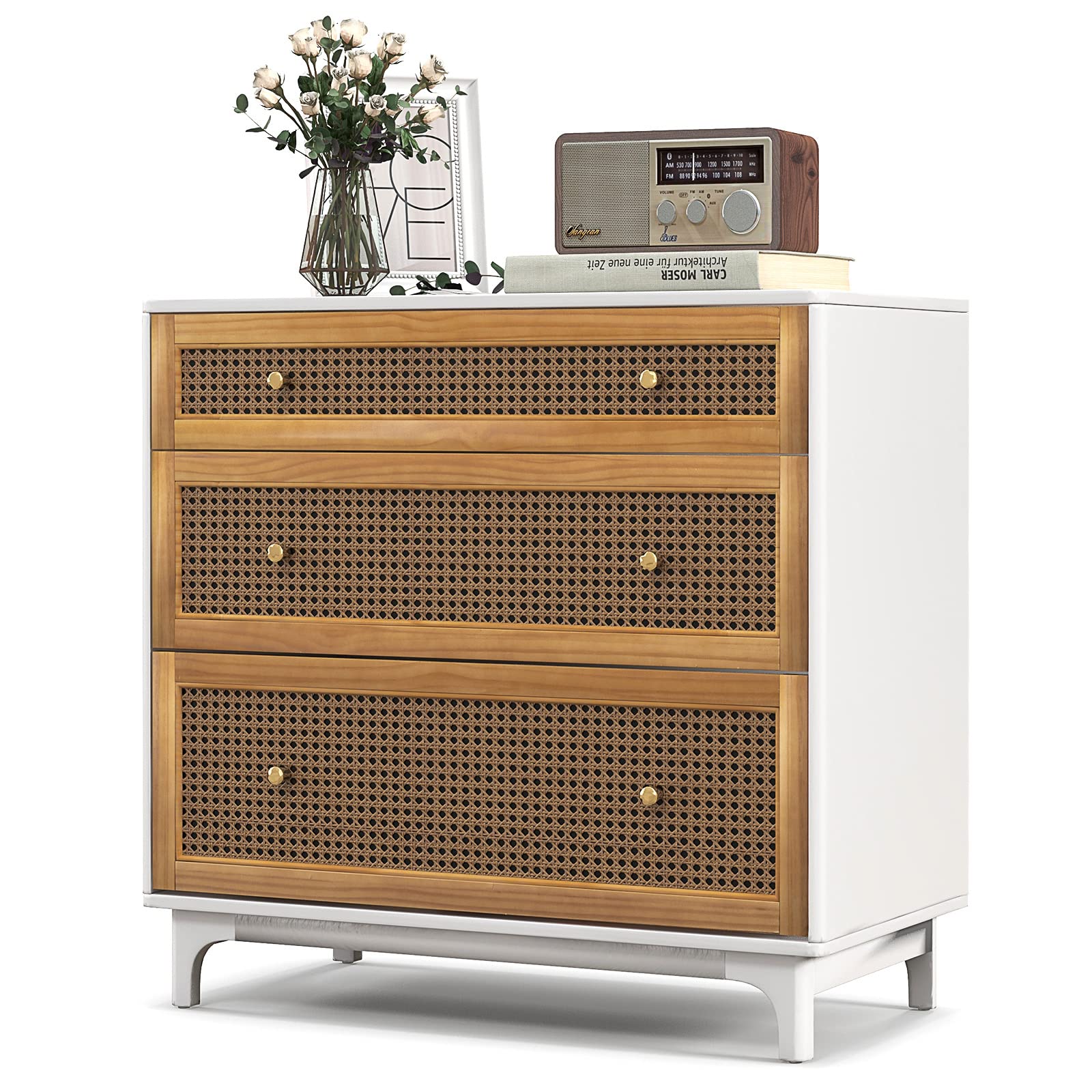Giantex 3-Drawer Dresser Chest for Bedroom - Storage Chest of Drawers with Anti-toppling Device