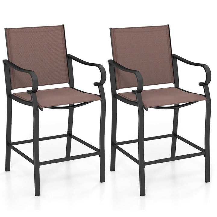 Giantex Counter Height Tall Patio Chairs with Breathable Mesh Fabric & Metal Frame