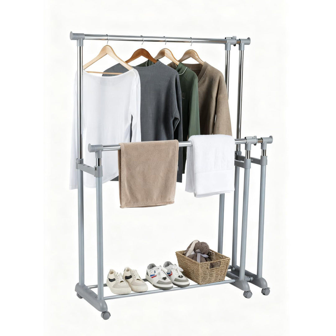 Giantex Portable Garment Clothin Rack with Adjustable Height & Width for Laundry