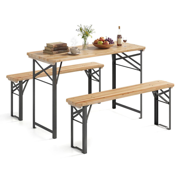 Giantex 3-Piece Folding Picnic Table with Benches Set (47&