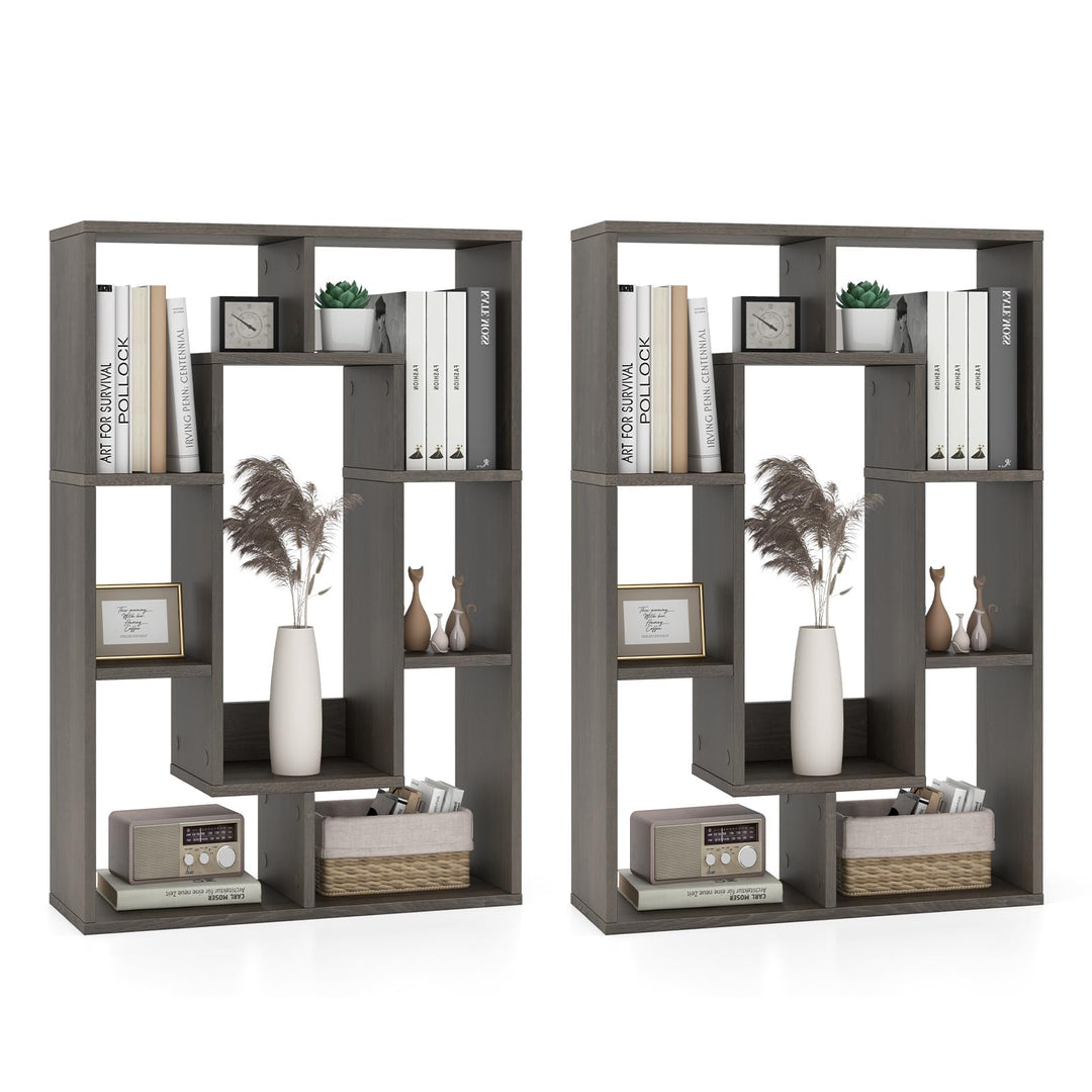 Giantex 7-Cube Bookcase White, Modern Freestanding Wooden Rectangular Bookshelf with Anti-Tipping Kits