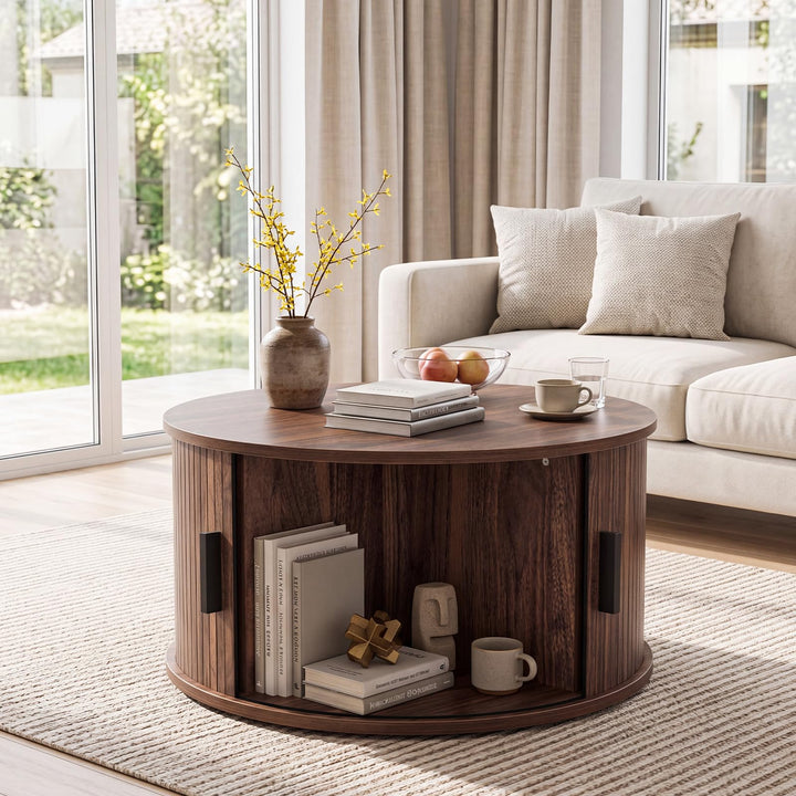 GIANTEX 23.5" Round Coffee Table with Hidden Storage