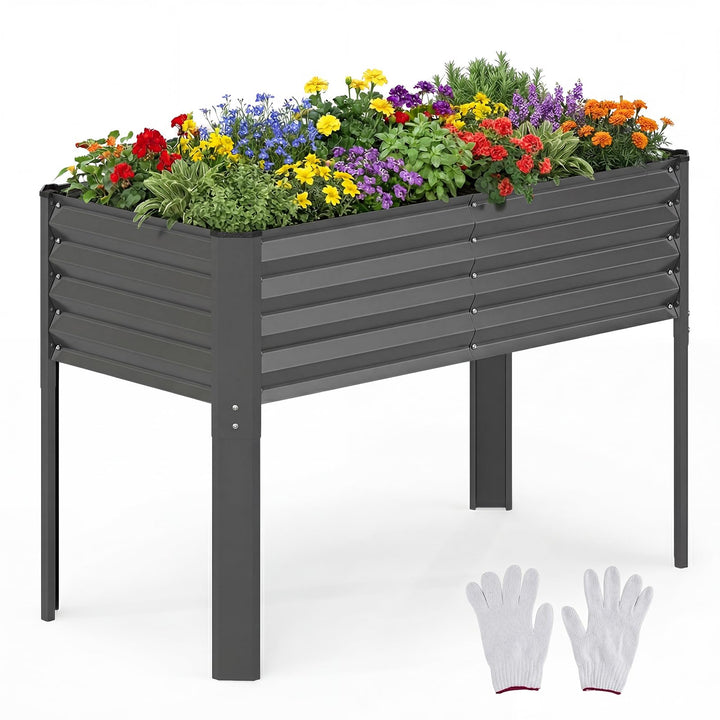 Giantex Galvanized Raised Garden Bed with Legs Set 1/2 46"x24"x31" Metal Elevated Planter Box