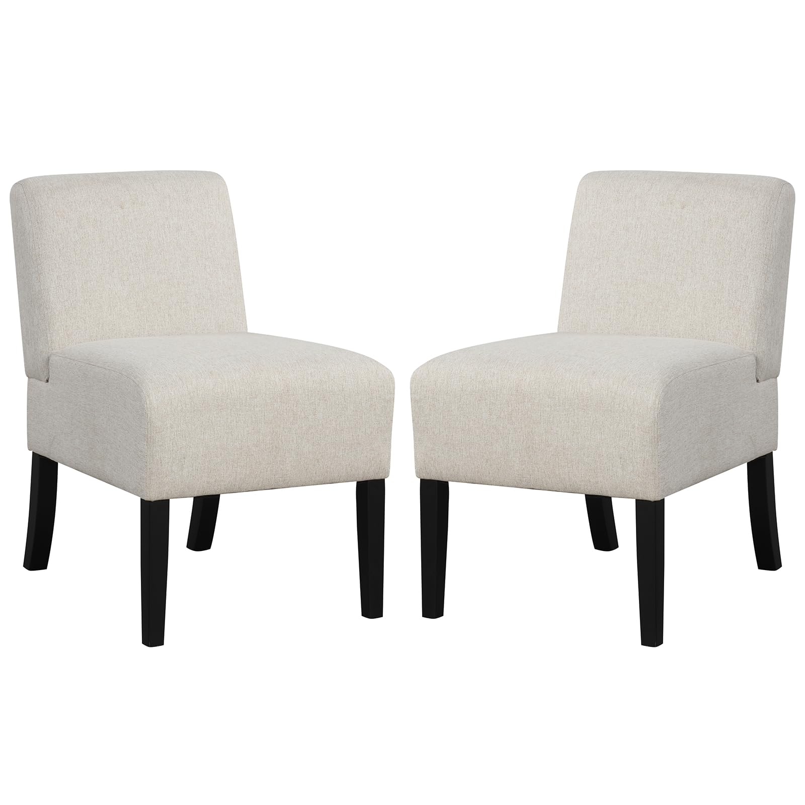 Giantex Armless Accent Chair Set of 1/2/4, Upholstered Living Room Chair with Rubber Wood Legs
