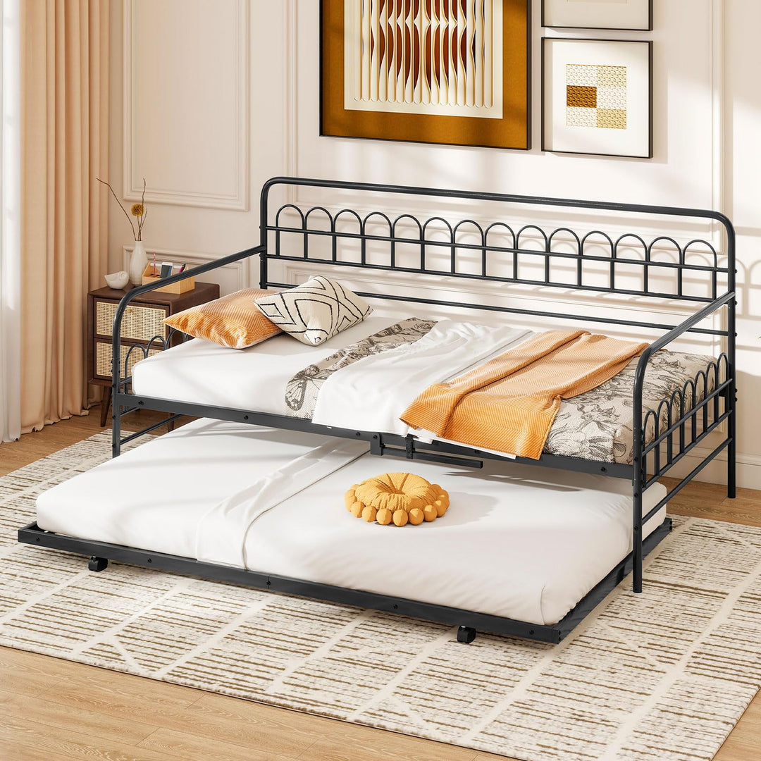 Giantex Twin Daybed with Trundle with Heavy-Duty Metal Slats