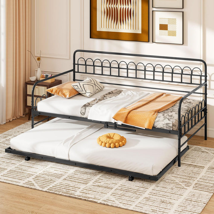 Giantex Twin Daybed with Trundle with Heavy-Duty Metal Slats