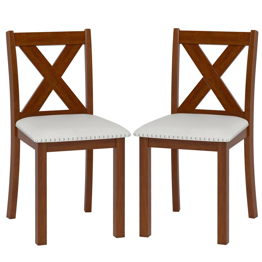 Giantex Wooden Dining Chair Set of 2/4 with Padded Seat and Curved Back