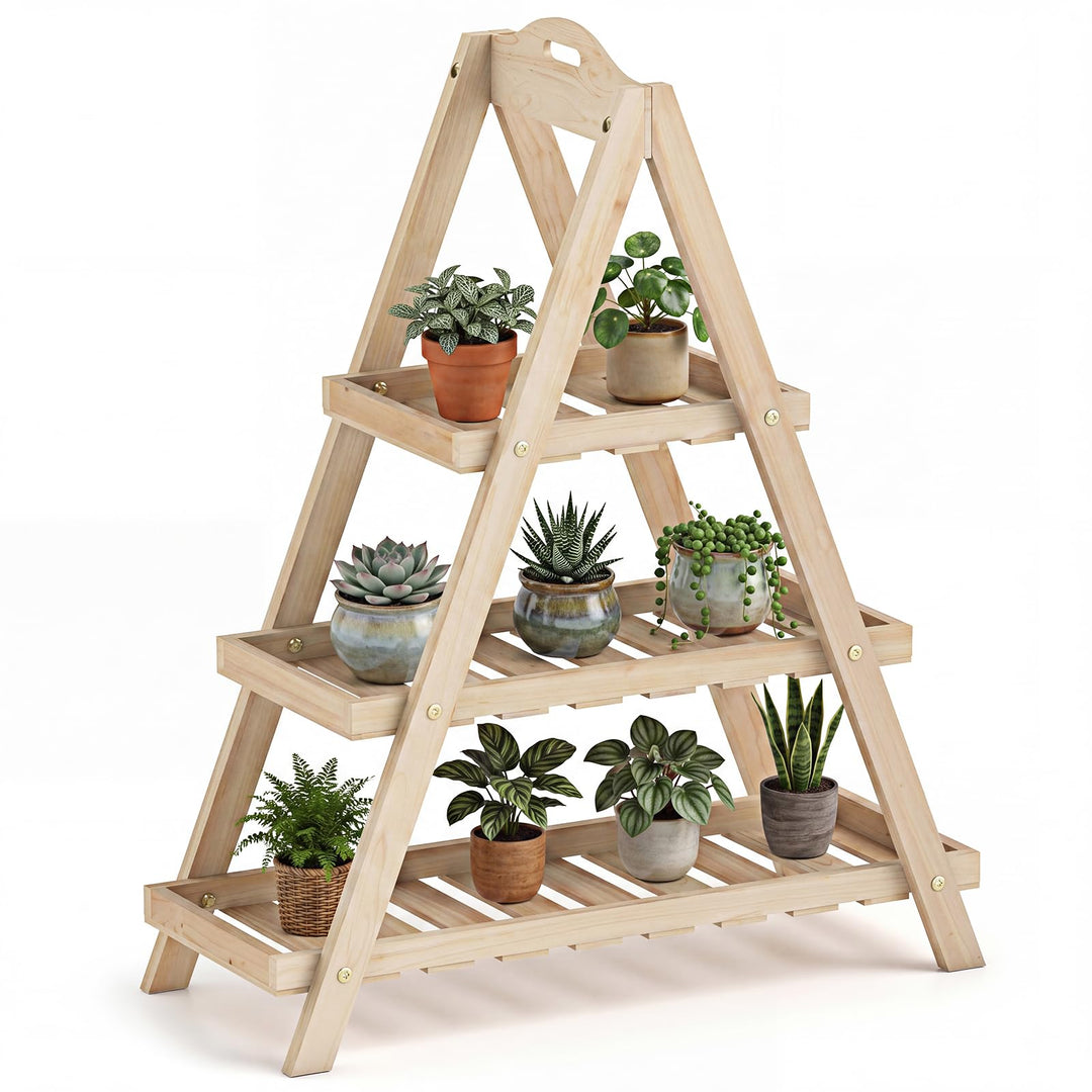 Giantex 3-Tier Plant Stand Indoor | 28.5" Wood Flower Pot Plant Display Shelf