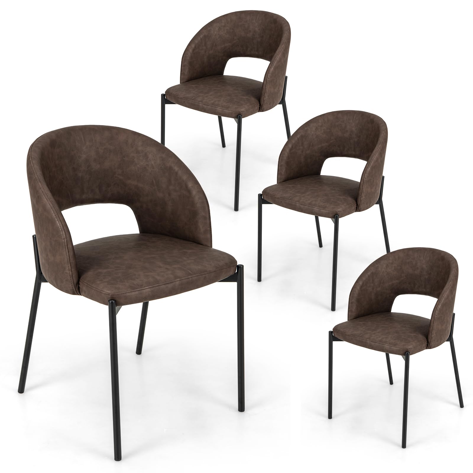Giantex Dining Chairs, Upholstered Accent Chairs w/High-Density Sponge Cushion