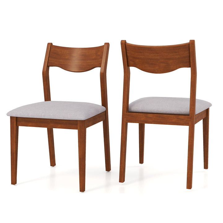 Giantex Wooden Dining Chairs Set of 2/4, Linen Fabric Upholstered Kitchen Chairs w/Rubber Wood Frame