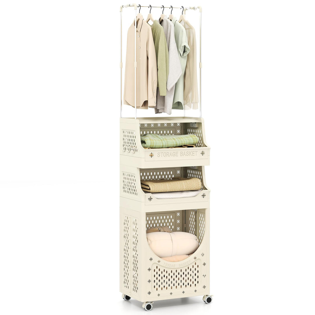 Giantex 4-Tier Laundry Cart with Hanging Rack